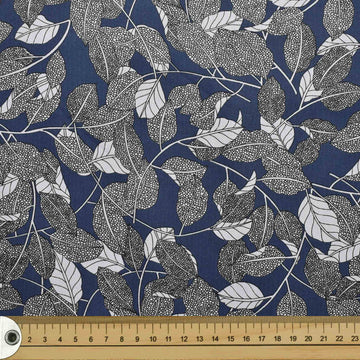 Blue Leaf Fall Cotton Print