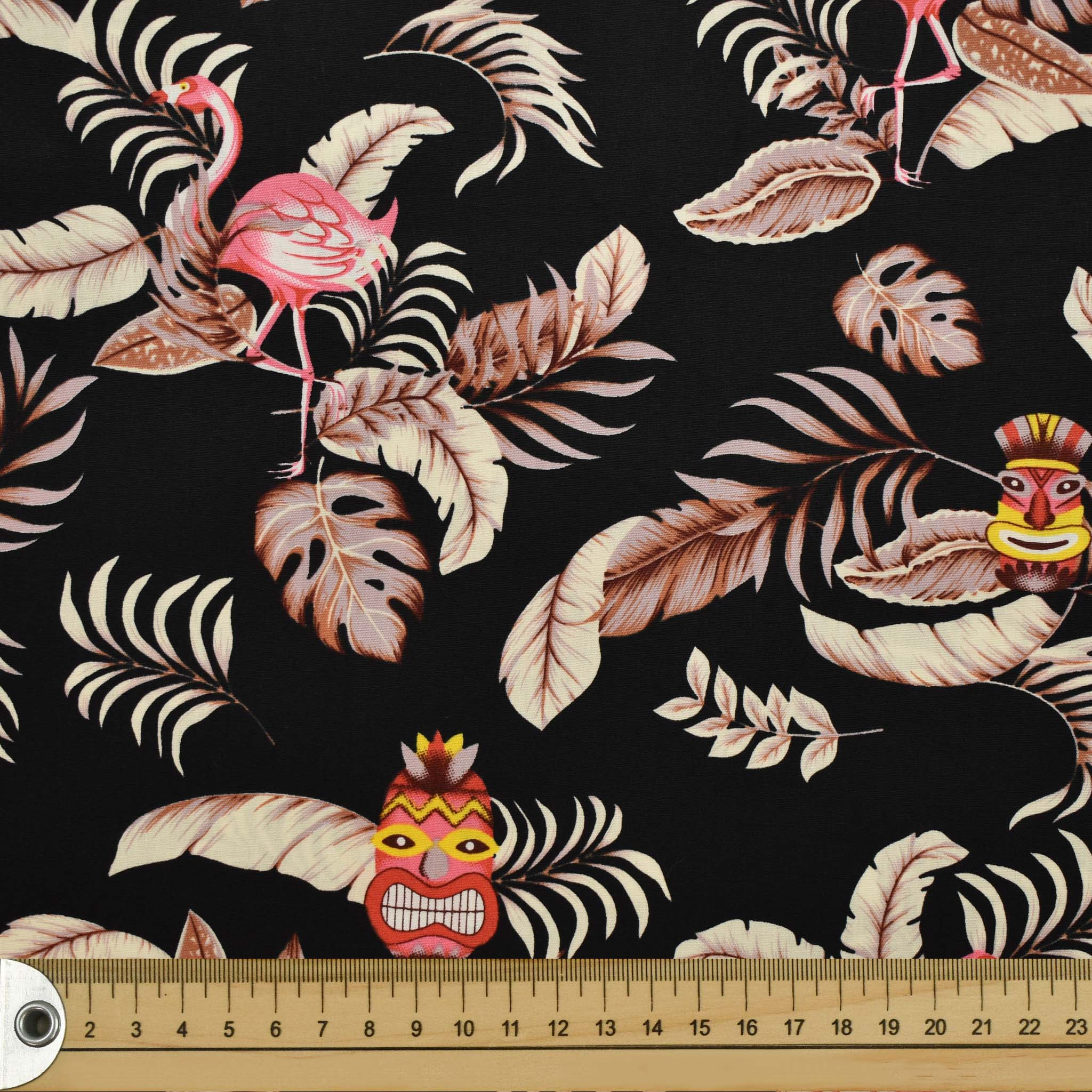 Black Tiki Tropical Cotton Print