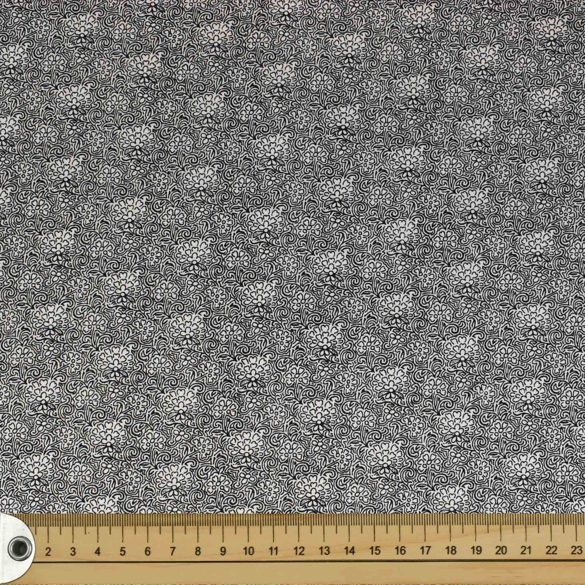 Black & White Tiny Carnations Cotton Print