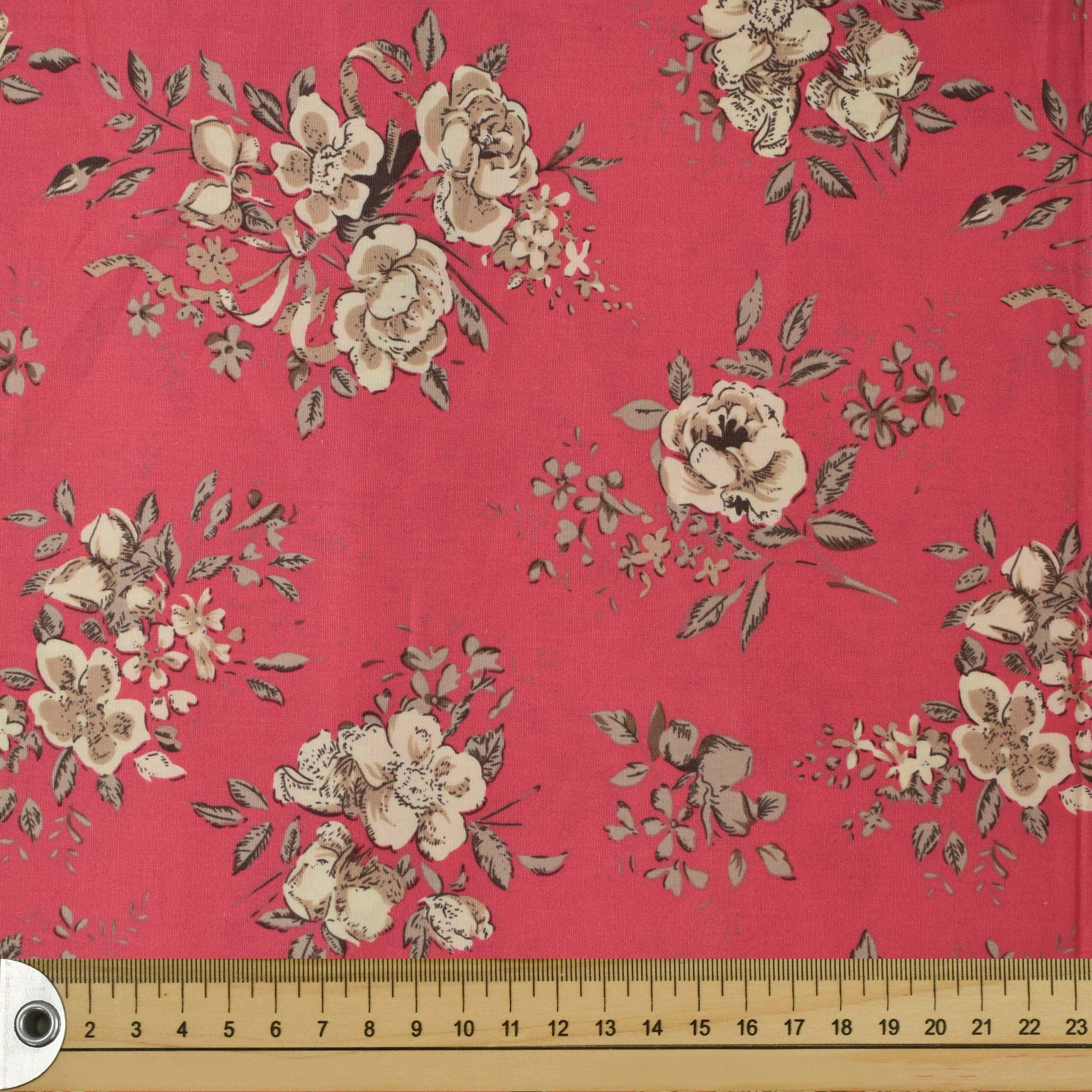 Pink Blush Painted Flowers Cotton Print