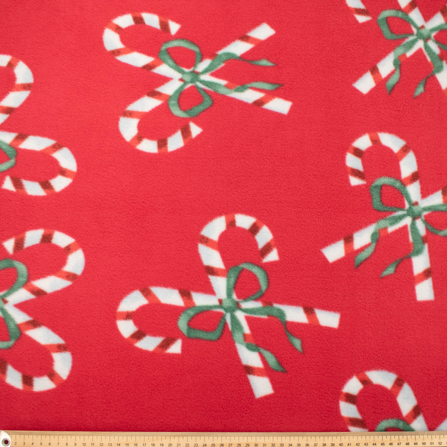 Candy Canes On Red Printed Polar Fleece Design 1