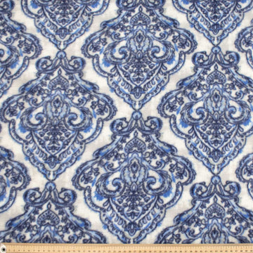 Regency Blue On Cream Printed Polar Fleece Design 10