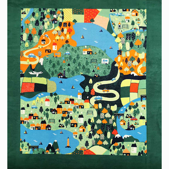 Colourful Village Printed Polar Fleece Design 102 - 1.28M Panel