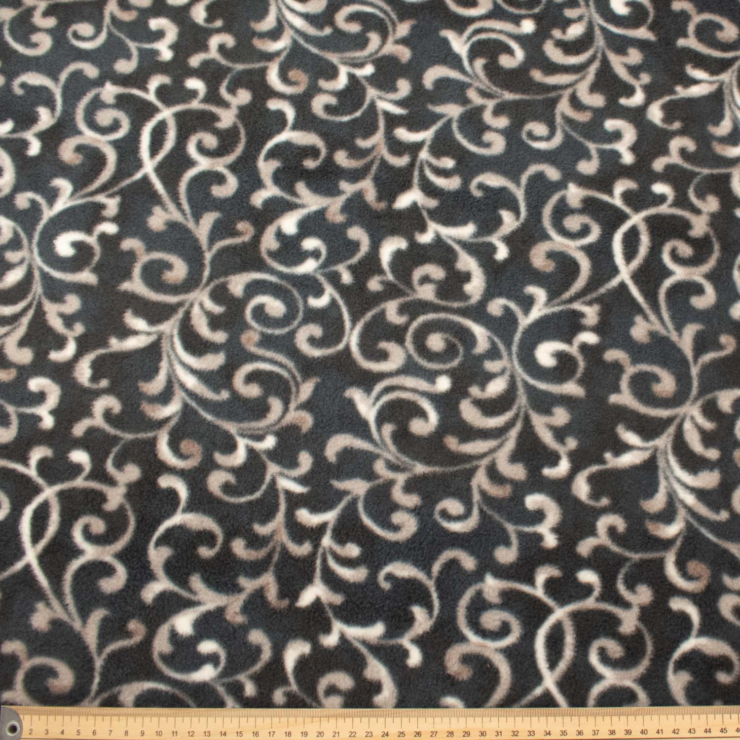 White Vines on Grey Printed Polar Fleece Design 116