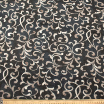 White Vines on Grey Printed Polar Fleece Design 116