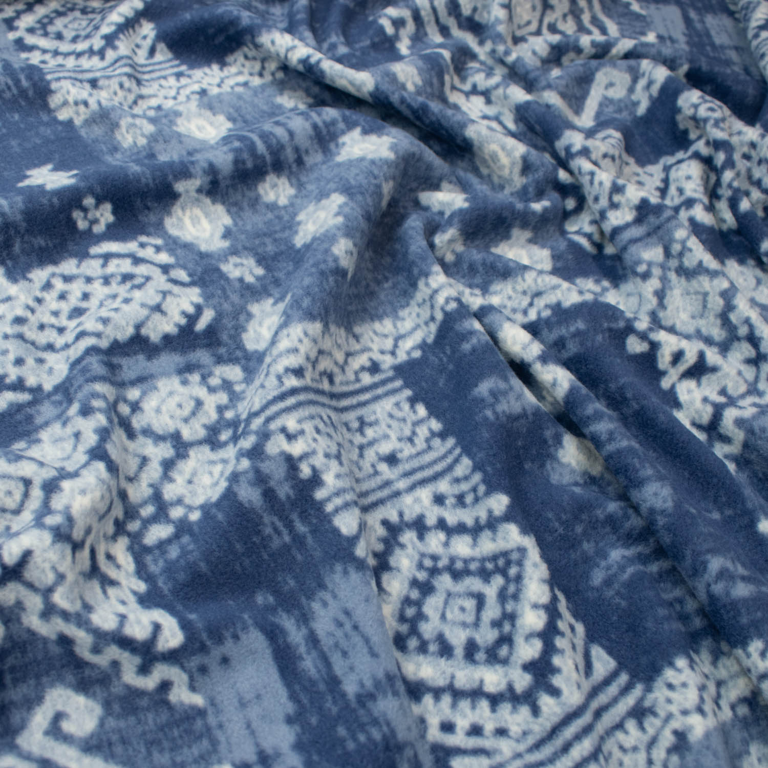 Washed Out Blue Tiles Printed Polar Fleece Design 143