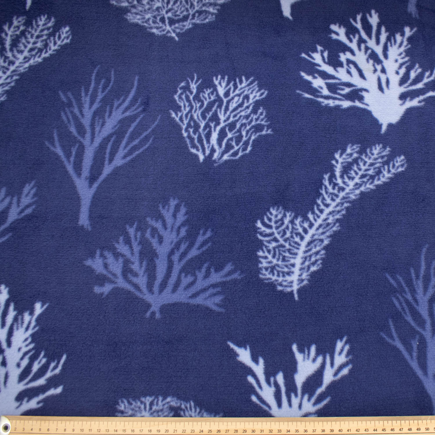 White Coral on Blue Printed Polar Fleece Design 152
