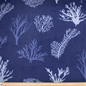 White Coral on Blue Printed Polar Fleece Design 152