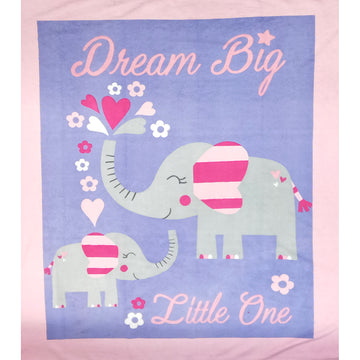 Cute Elephant on Purple Printed Polar Fleece Design 17 - 1.28M Panel