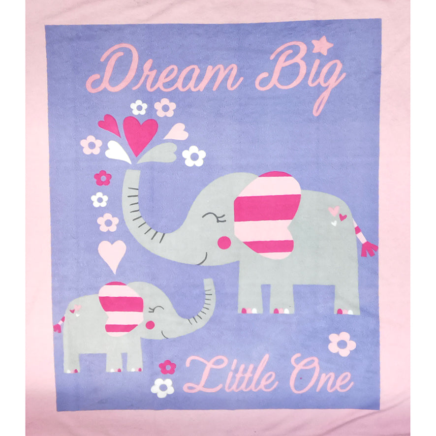 Cute Elephant on Purple Printed Polar Fleece Design 17 - 1.28M Panel
