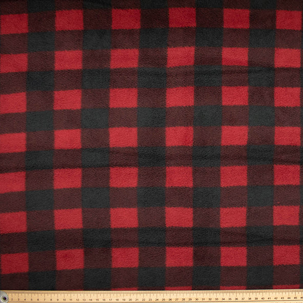 Red Check Printed Polar Fleece Design 179