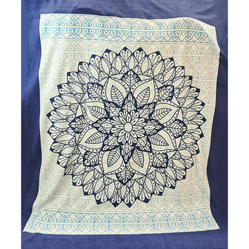 Blue Abstract Leaves Printed Polar Fleece Design 186 - 1.85M Panel
