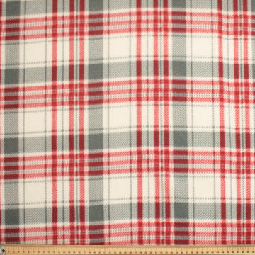 Red Grey Brad Plaid Printed Polar Fleece Design 195