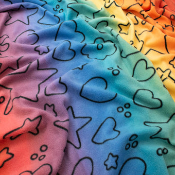 Rainbow Stars & Hearts Printed Polar Fleece Design 198