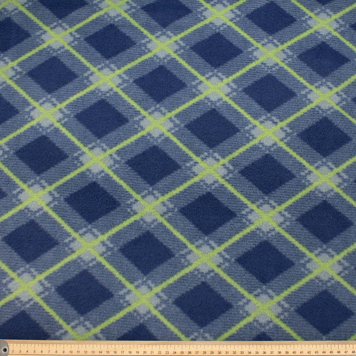 Blue & Yellow Check Printed Polar Fleece Design 204