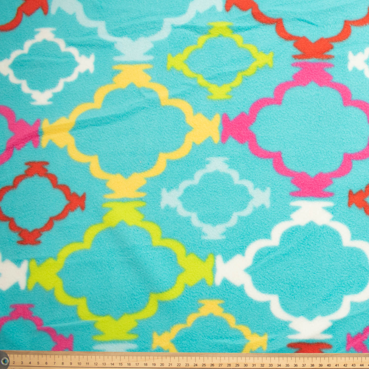 Colourful Geometric Print on Blue Printed Polar Fleece Design 217