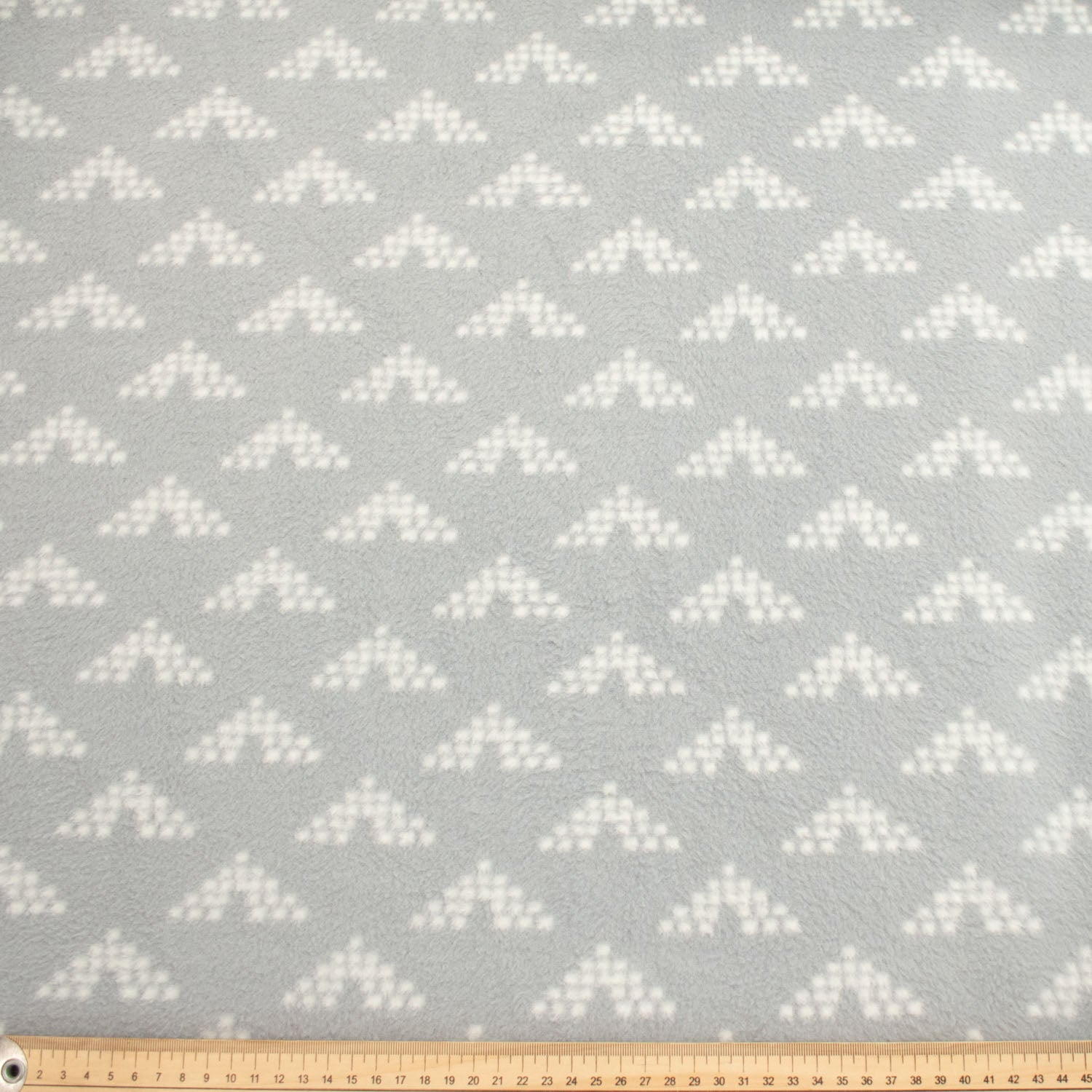 White Dot Triangles on Grey Printed Polar Fleece Design 223
