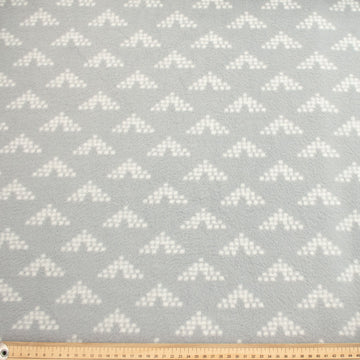 White Dot Triangles on Grey Printed Polar Fleece Design 223