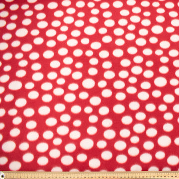 White Dots on Red Printed Polar Fleece Design 23