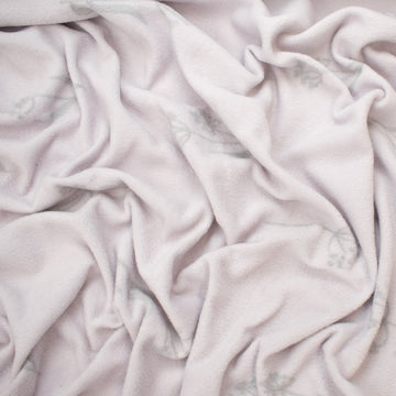 Grey Flowers On White Printed Polar Fleece Design 234