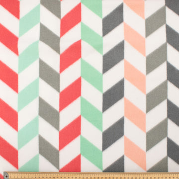 Colourful Chevron on White Printed Polar Fleece Design 30