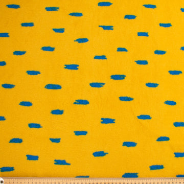 Blue Shapes on Yellow Printed Polar Fleece Design 34