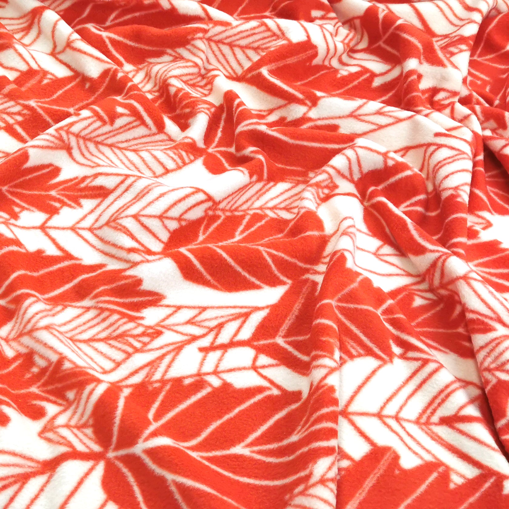 Red Leaves Printed Polar Fleece Design 42