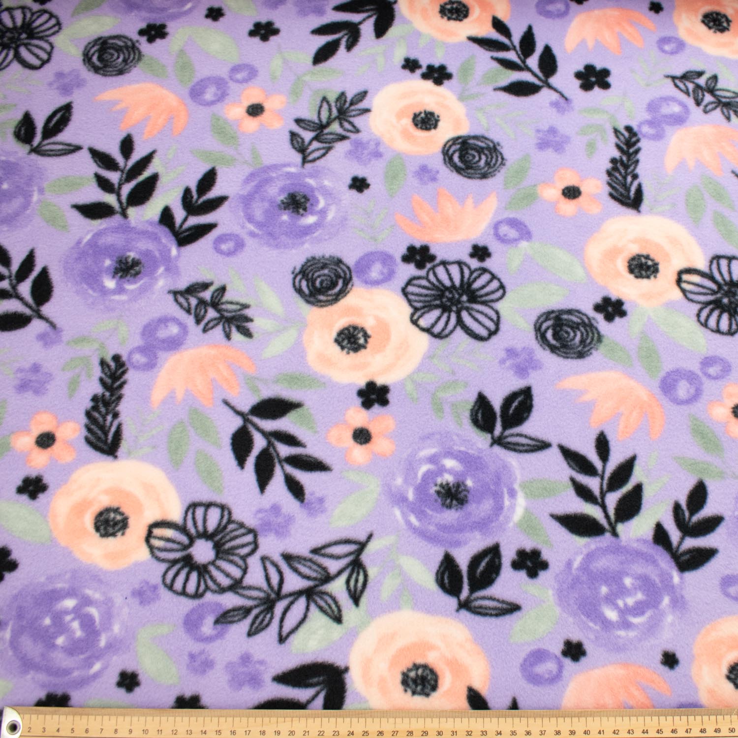 Colourful Flowers on Purple Printed Polar Fleece Design 43