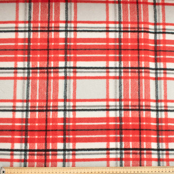 Red Black Plaid Printed Polar Fleece Design 50