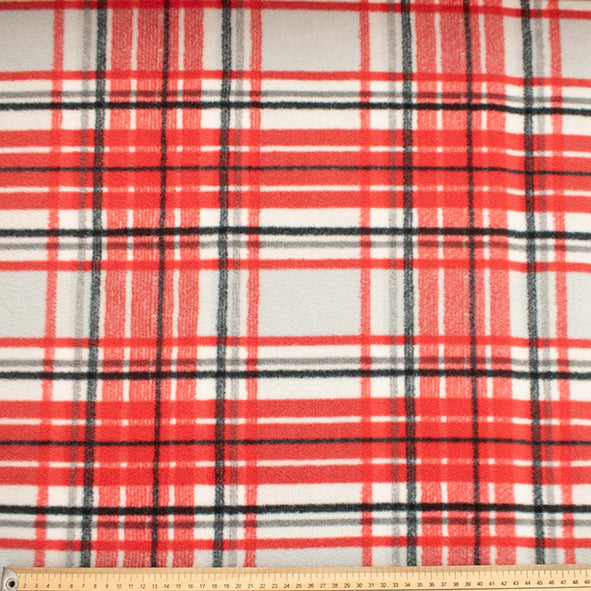 Red Black Plaid Printed Polar Fleece Design 50