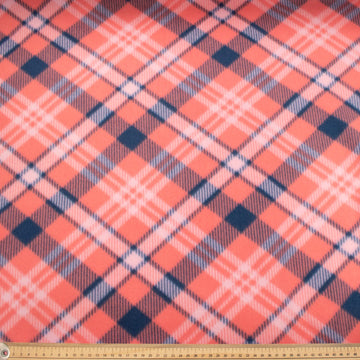 Pink Blue Plaid Printed Polar Fleece Design 58