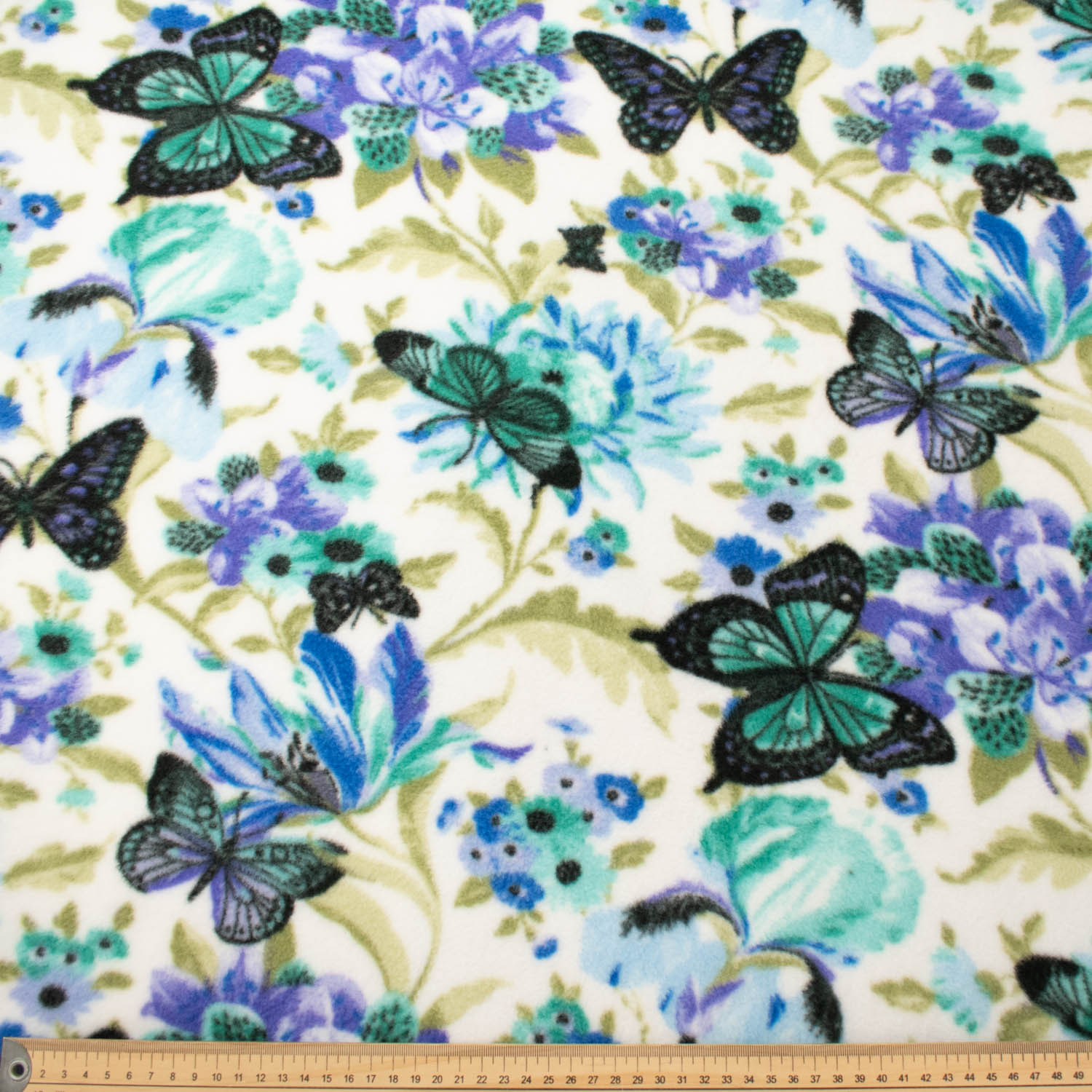 Butterflies on Cream Printed Polar Fleece Design 59