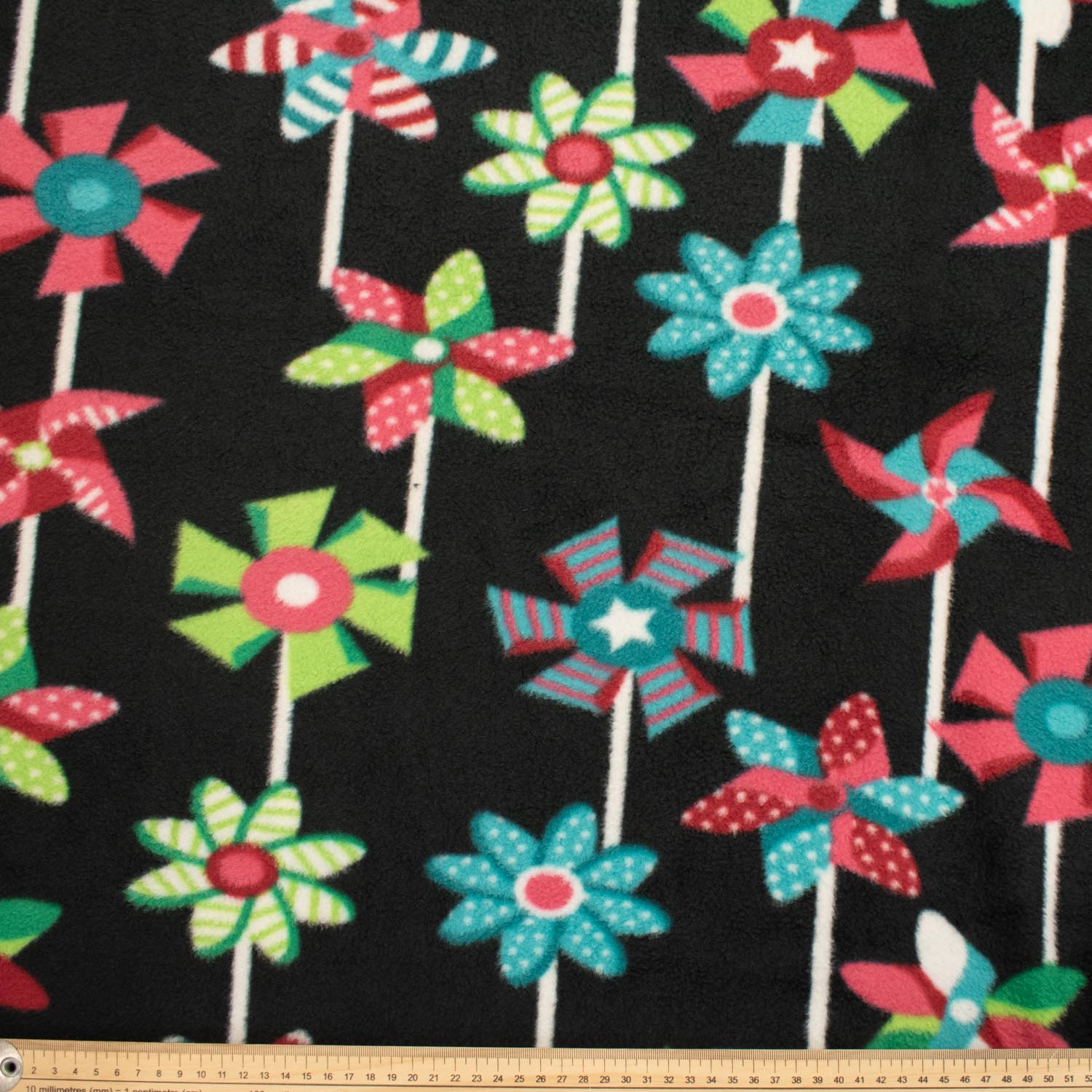 Multi Coloured Flower Windmills Printed Polar Fleece Design 61