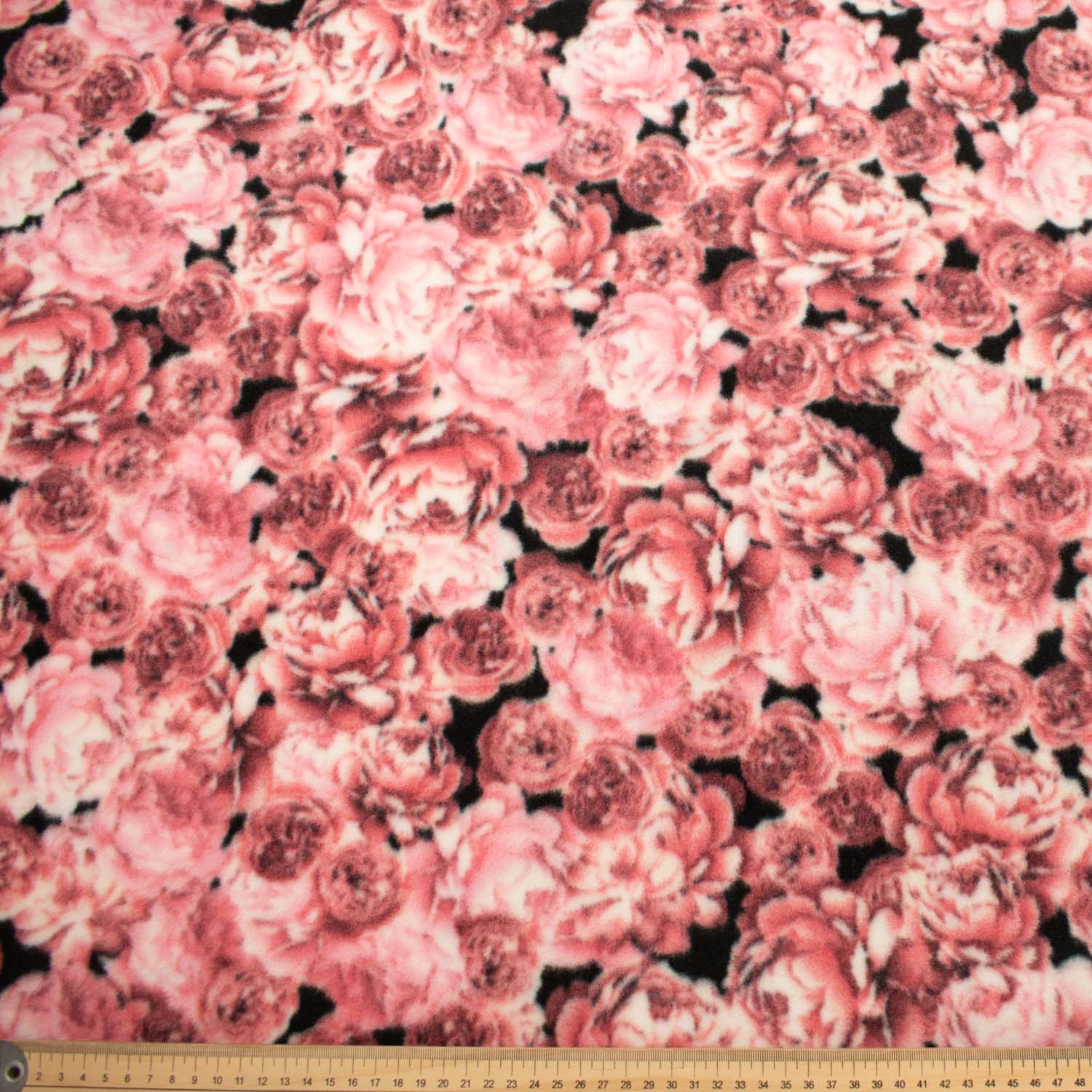 Pink Peonies Printed Polar Fleece Design 72
