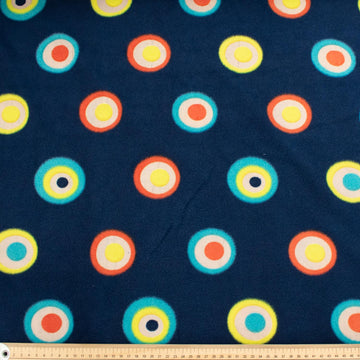 Colourful Circles on Navy Printed Polar Fleece Design 75