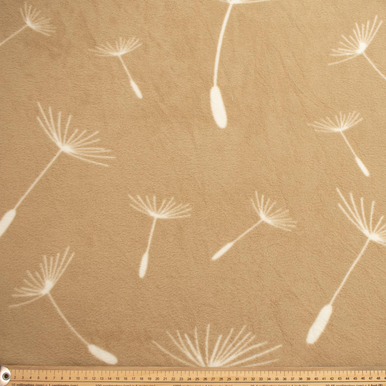 White Dandelions Printed Polar Fleece Design 87
