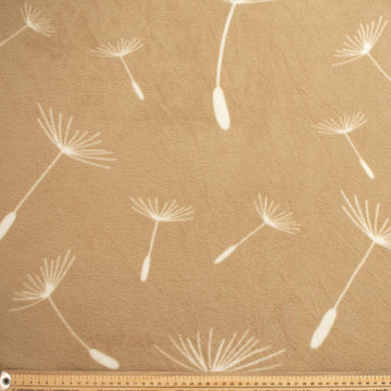 White Dandelions Printed Polar Fleece Design 87