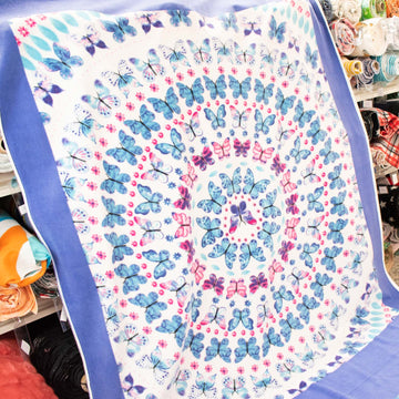 Colourful Abstract Pattern on White Printed Polar Fleece Design 91 - 1.85M Panel