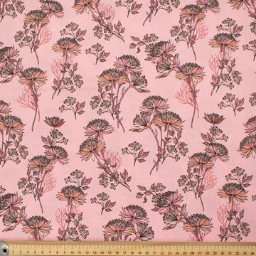 Old World Plants Collection #01 Floral on Pink Cotton Prints