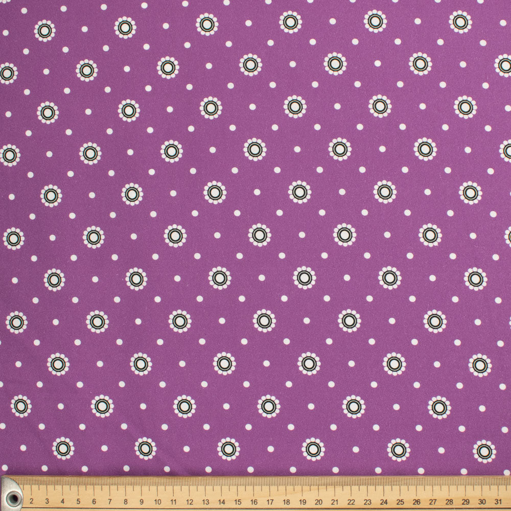 Old World Purple Collection #06 White Circle & Dot on Purple Cotton Prints