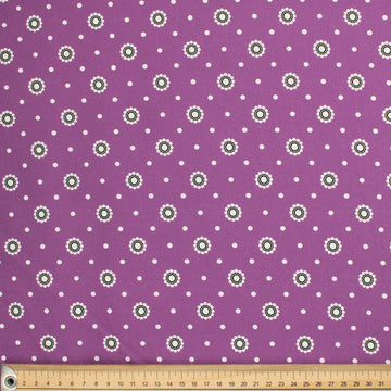 Old World Purple Collection #06 White Circle & Dot on Purple Cotton Prints