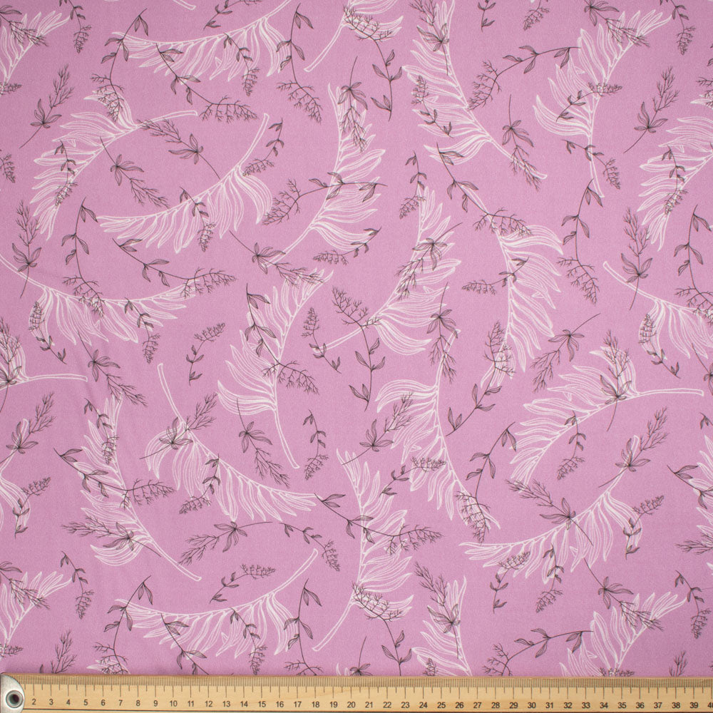 Old World Purple Collection #10 Sketch Leaves on Light Purple Cotton Prints
