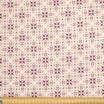 Old World Purple Collection #04 Purple Quadrilateral Geometric on Cream Cotton Prints