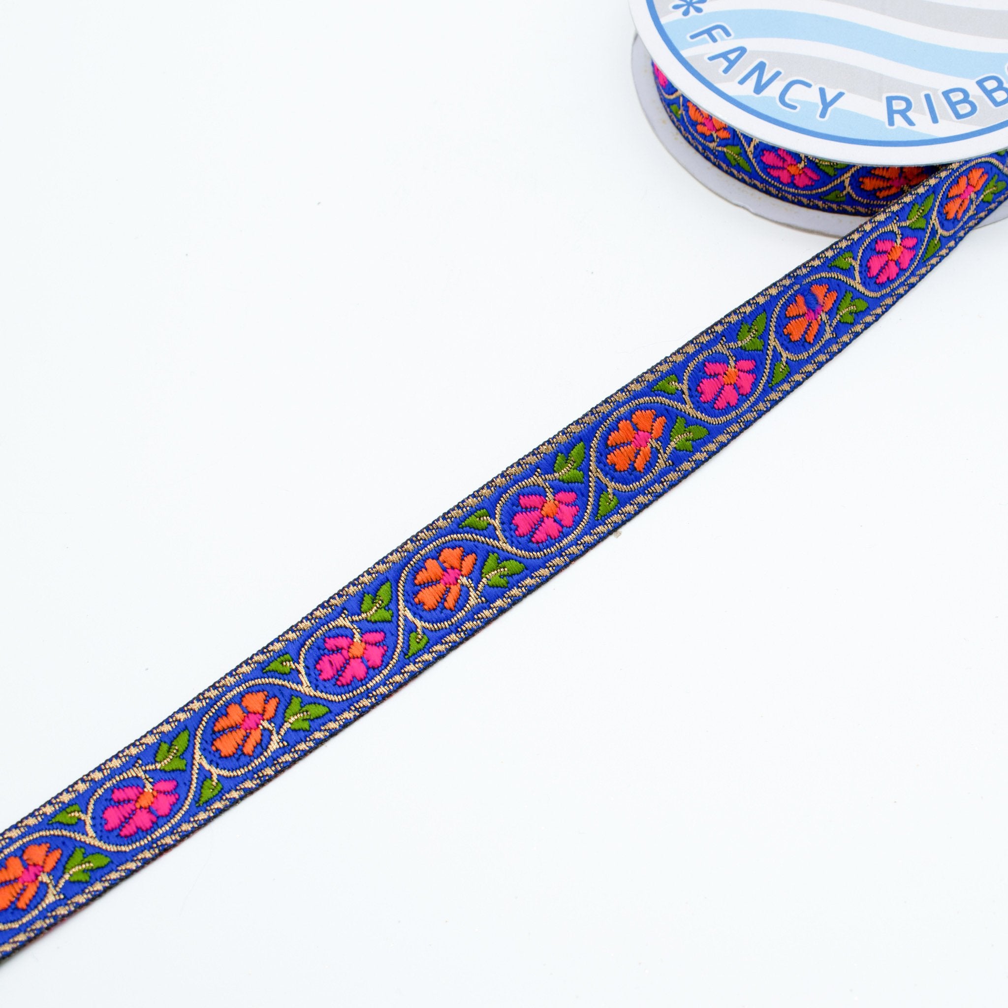 Embroidered Fancy Jacquard Ribbon-2cm
