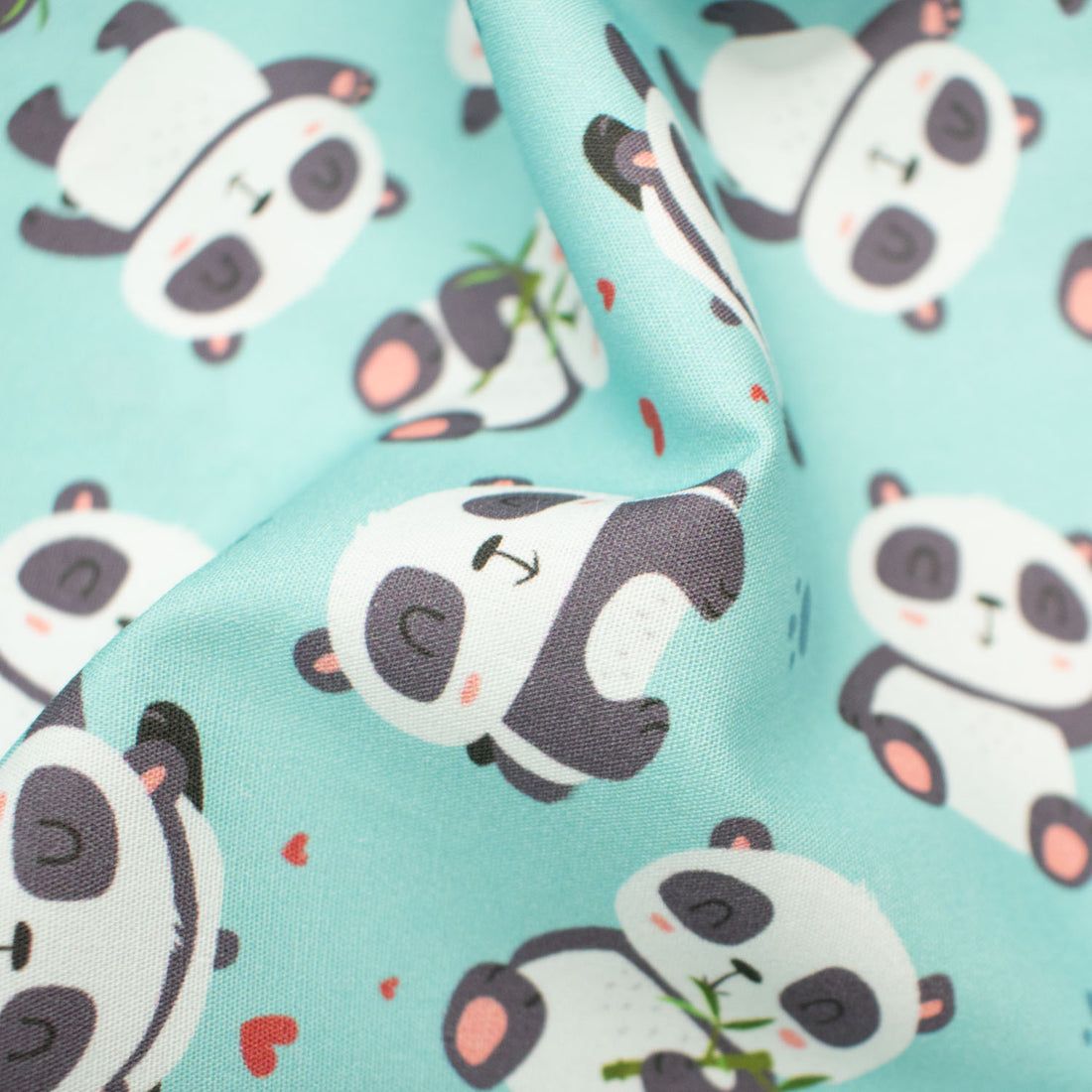 Panda Collection #01 Pandas & Paws on Blue Cotton Prints