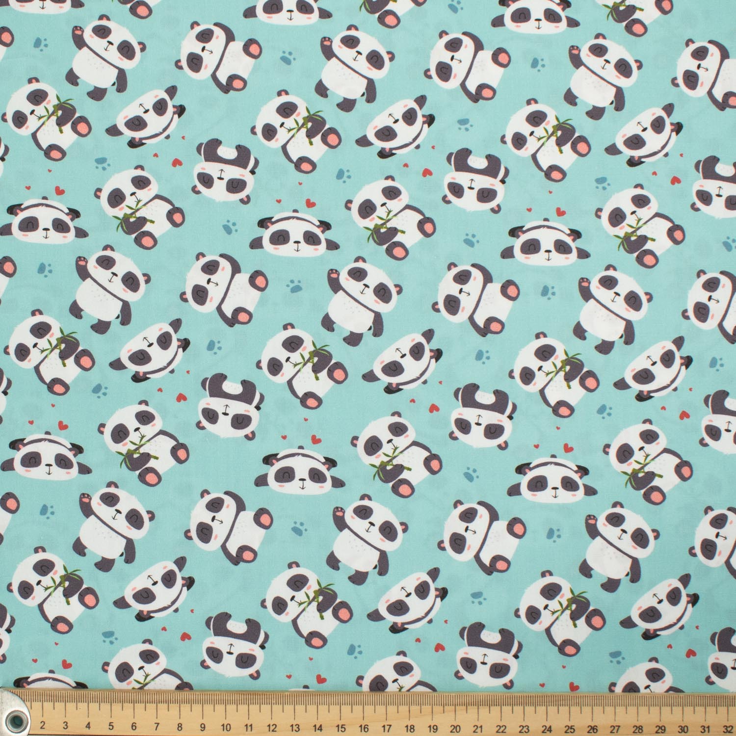 Panda Collection #01 Pandas & Paws on Blue Cotton Prints