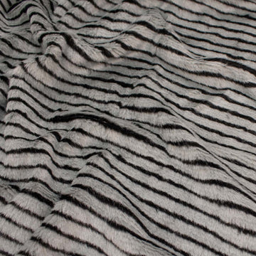 Patterned Plush Short Hair Faux Fur Grey Black Stripe by 25CM