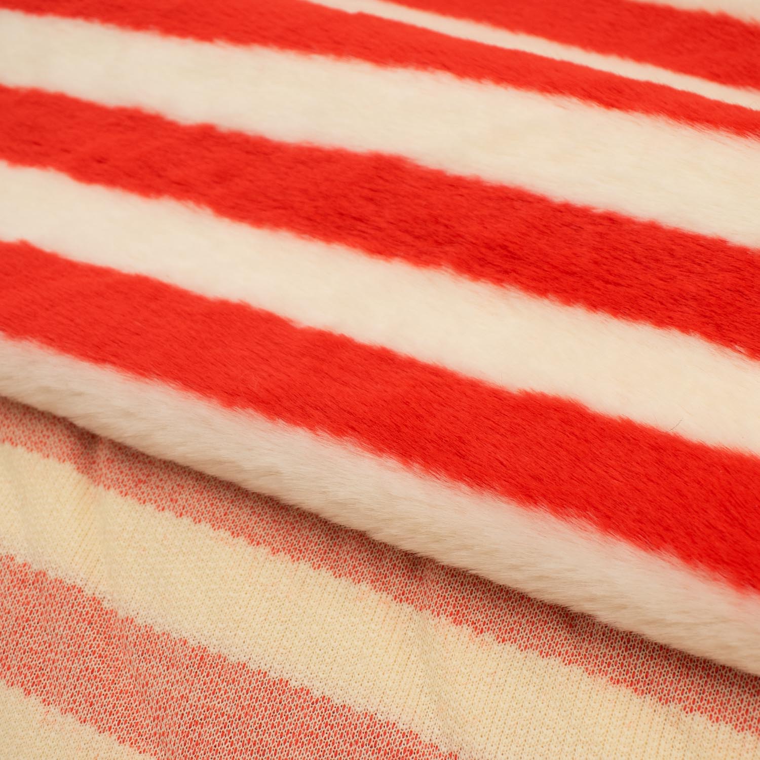 Patterned Plush Short Hair Faux Fur Pink Grey Stripe by 25CM