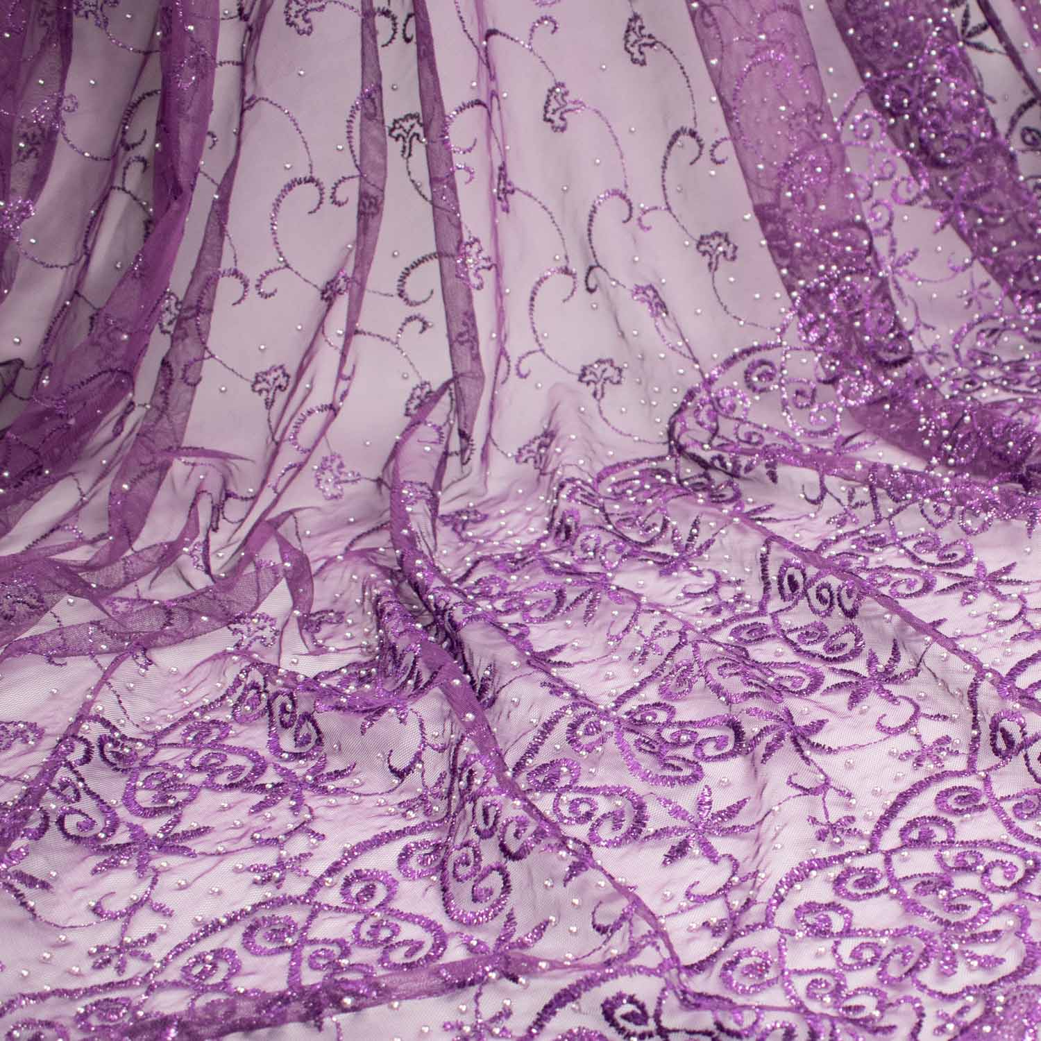 Pearl/Beaded Embroidery Lace Purple