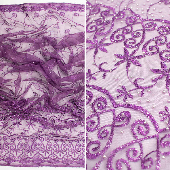 Pearl/Beaded Embroidery Lace Purple